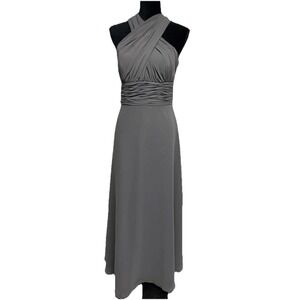 AZAZIE FIFI Steel Grey Gray A-Line Chiffon 10 Convertible Dress Maxi Bridesmaids